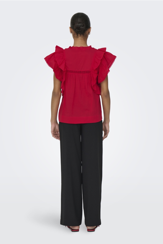 ONLSUNNY LIFE CAPSL FRILL TOP WVN N 15347882 HIGH RISK RED
